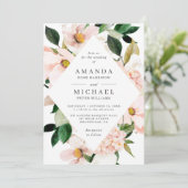 Elegant Hydrangea Blush Pink Floral Wedding Kaart (Staand voorkant)