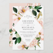 Elegant Hydrangea Blush Pink Floral Wedding Kaart (Voorkant / Achterkant)
