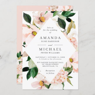 Elegant Hydrangea Blush Pink Floral Wedding Kaart