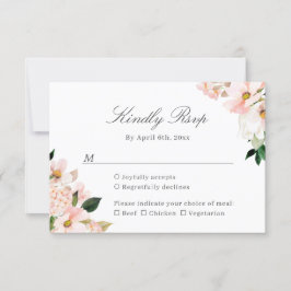 Elegant Hydrangea Blush Pink Floral Wedding RSVP Kaartje