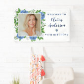 Elegant Hydrangea Custom Photo 75th Birthday Party Spandoek (Insitu)