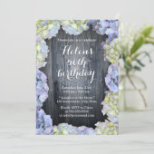 Elegant Hydrangea Floral Birthday Party Kaart (Staand voorkant)