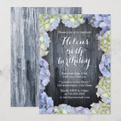 Elegant Hydrangea Floral Birthday Party Kaart (Voorkant / Achterkant)