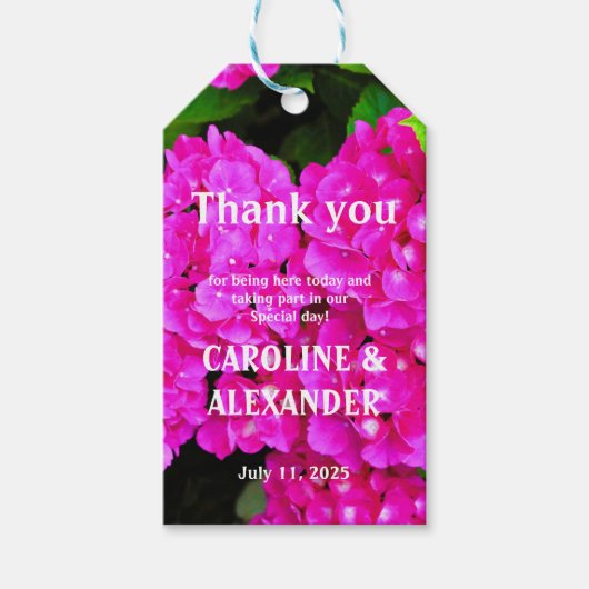 Elegant Hydrangea Floral Pink Cadeaulabel (Voorkant)