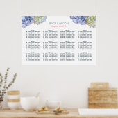 Elegant Hydrangea Flowers Wedding Seding Chart Poster (Keuken)