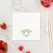Elegant Hydrangea Foliage Monogram Cocktail Servet (Insitu)