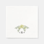 Elegant Hydrangea Foliage Monogram Cocktail Servet (Voorkant)