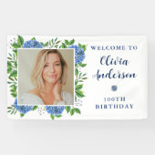 Elegant Hydrangea Foto 100e verjaardag Spandoek (Horizontaal)