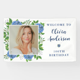 Elegant Hydrangea Foto 100e verjaardag Spandoek