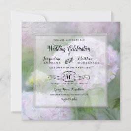 Elegant Hydrangea Garden Floral Script Typografie Kaart