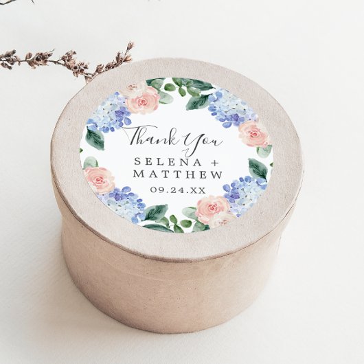 Elegant Hydrangea Hartelijk dank voor uw huwelijk  Ronde Sticker