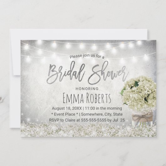 Elegant Hydrangea Jar Rustic Vrijgezellenfeest Kaart (Voorkant)