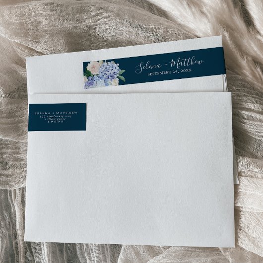 Elegant Hydrangea marineslot rond label