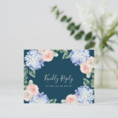 Elegant Hydrangea Navy Song Request RSVP Briefkaar Uitnodiging Briefkaart (Staand voorkant)