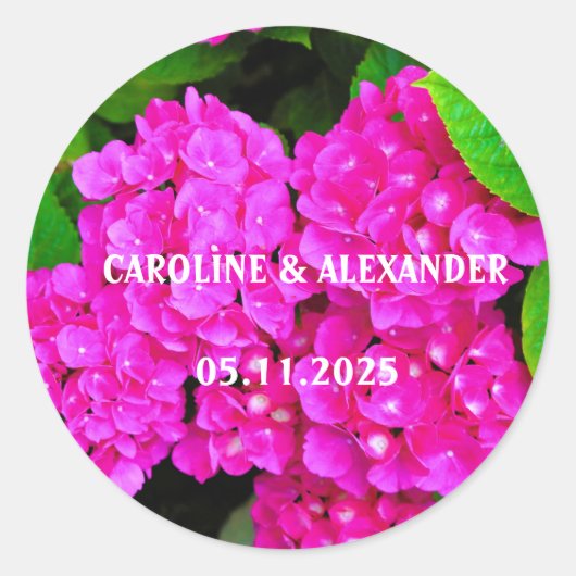 Elegant Hydrangea Pink Floral Foto Blossom Ronde Sticker (Voorkant)