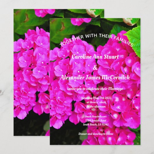 Elegant Hydrangea Pink Floral Photography Wedding Kaart (Voorkant / Achterkant)