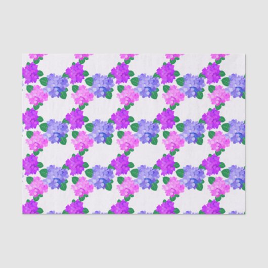 Elegant Hydrangea Pink Purple Flowers Bouquet Tissuepapier (Voorkant)