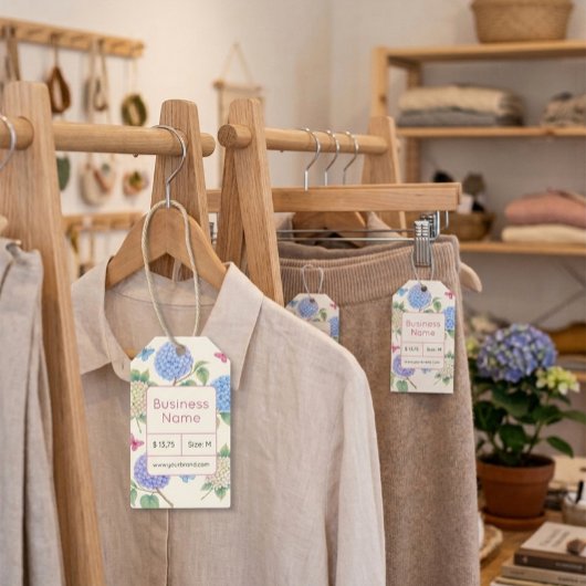 Elegant Hydrangea Prijs Label met QR Code Cadeaulabel