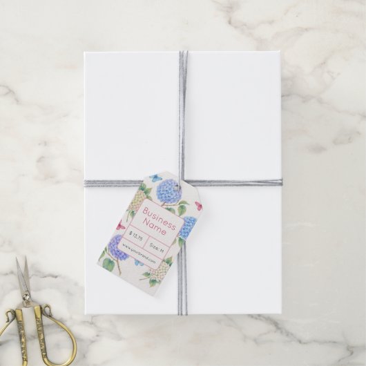 Elegant Hydrangea Prijskaartje met QR-code Cadeaulabel (Met Touw)