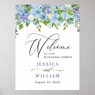 Elegant Hydrangea REHEARSAL DINNER Welkomstbord Poster