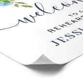 Elegant Hydrangea REHEARSAL DINNER Welkomstbord Poster (Hoek)