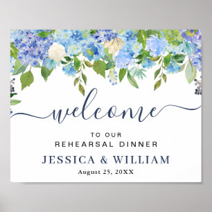 Elegant Hydrangea REHEARSAL DINNER Welkomstbord Poster
