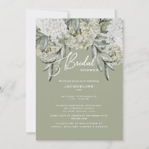 Elegant Hydrangea Sage Bridal Shower Invitation Kaart