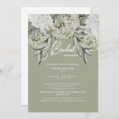 Elegant Hydrangea Sage Bridal Shower Invitation Kaart (Voorkant / Achterkant)