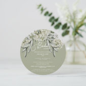 Elegant Hydrangea Sage Round Vrijgezellenfeest Kaart (Staand voorkant)