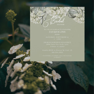 Elegant Hydrangea Sage Square Vrijgezellenfeest II Kaart