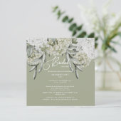 Elegant Hydrangea Sage Square Vrijgezellenfeest Kaart (Staand voorkant)