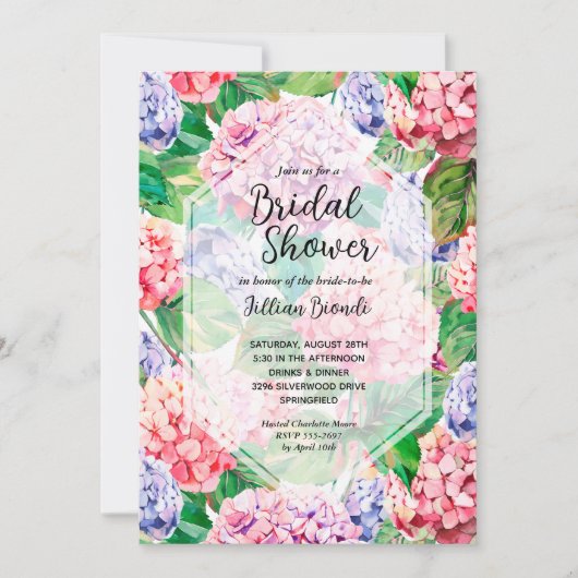 Elegant Hydrangea Vrijgezellenfeest Kaart (Voorkant)