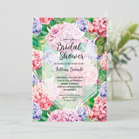 Elegant Hydrangea Vrijgezellenfeest Kaart (Staand voorkant)