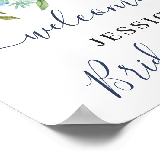 Elegant Hydrangea VRIJGEZELLENFEEST Welkomstteken Poster (Hoek)