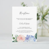 Elegant Hydrangea Wedding Reception Tussenvoegsel  Informatiekaartje (Staand voorkant)