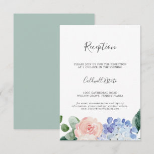 Elegant Hydrangea Wedding Reception Tussenvoegsel Informatiekaartje