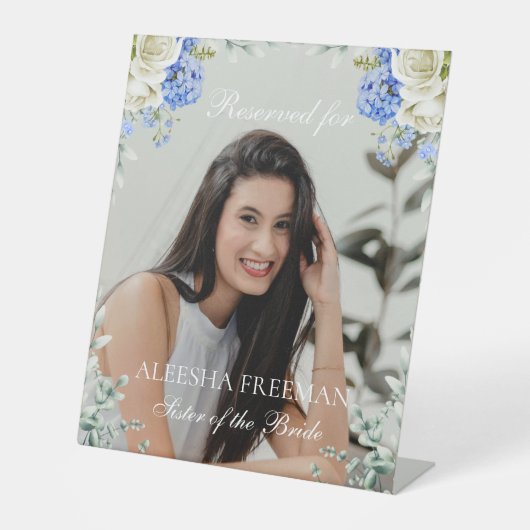 Elegant Hydrangea Wedding Reserved Memorial Chair Reclamebord Met Voetstuk (Voorkant)