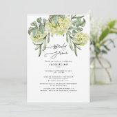 Elegant Hydrangea White Bridal Shower Invitation Kaart (Staand voorkant)