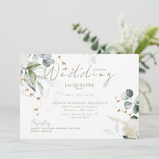 Elegant Hydrangea Wit Horizontaal Vrijgezellenfees Kaart (Staand voorkant)