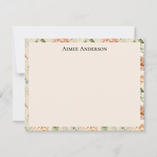 Elegant Hydrangeas Peonies Floral Pattern Frame Notitiekaartje (Voorkant)