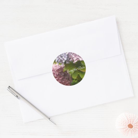 Elegant Hydrangeas Ronde Sticker (Envelop)