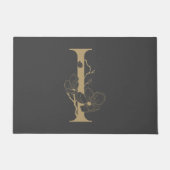 Elegant I Boho Floral Monogram Initiaal Grey Gold Deurmat (Voorkant)