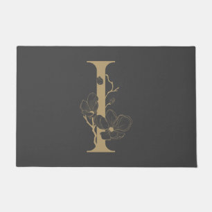 Elegant I Boho Floral Monogram Initiaal Grey Gold Deurmat