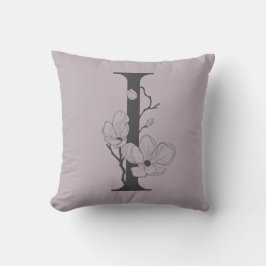 Elegant I Boho Floral Monogram Initiaal Lila grijs Kussen
