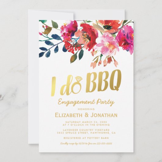 Elegant I Do BBQ Engagement Party Kaart (Voorkant)