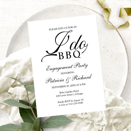 Elegant I DO BBQ Engagement Party Uitnodiging