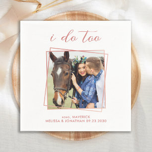 Elegant I do too Roos Gold Photo Pet Wedding Servet