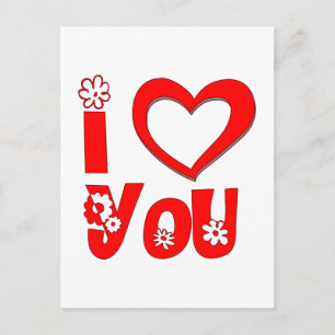 Elegant I Love You Minimalistisch Rood Feestdagenkaart