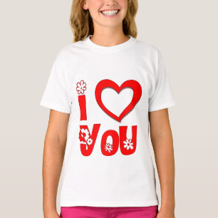 Elegant I Love You Minimalistische Rode Meisjes T-shirt