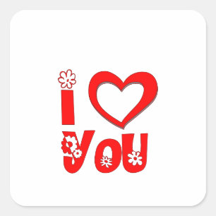 Elegant I Love You Minimalistische Rode Vierkante Sticker